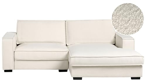 Beliani 2-Sitzer Ecksofa Bouclé Hellbeige linksseitig L-förmig schlicht Stoffsofa Kolding