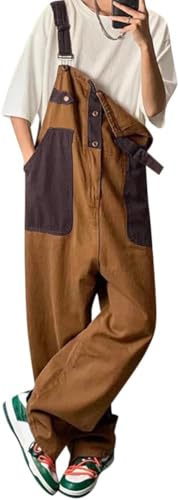 Oanviso Salopette Jeans Uomo Overalls in Denim Casual | Pantaloni Lunghi, Moda, Vintage, Jumpsuit, da Lavoro, con Tasche, Elasticità, Streetwear