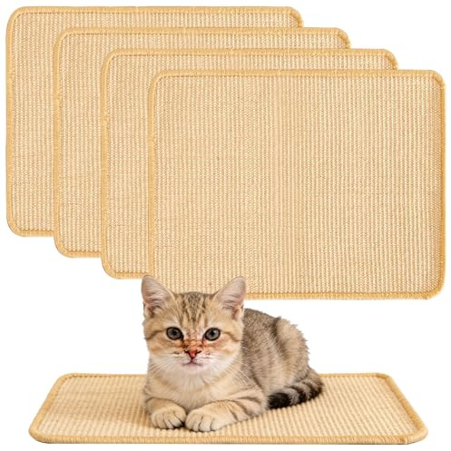 4 Stück Sisal Kratzmatte für Kaninchen 30x40 cm - Natürliche Hanfmatten für Nager wie Meerschweinchen & Chinchillas - Nagerteppich für Kratzfläche, Schlafplatz & Zahnpflege