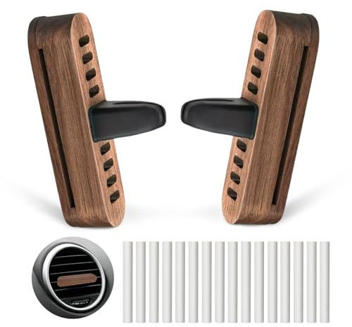 2Stück Auto Diffuser Holz Auto Diffuser für ätherische öle clip auto duft innenraum mit 16Pcs Nachfüllauflagen Auto Parfüm Holz Lufterfrischer Autoduft Kompakt Tragbar für Mehr Fahrspaß und Fahrfreude
