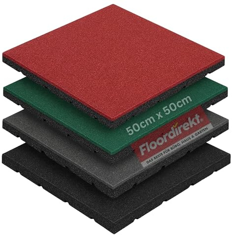 Floordirekt Fallschutzmatte Play Protect - Bodenmatte für Spielplatz & Garten - Dämpfende & rutschfeste Oberfläche - Wetterfest (Schwarz, 40 mm)