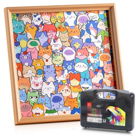 RANJIMA Holzpuzzle Erwachsene, Holz Katzen Puzzle, DIY Holz Puzzle Erwachsen und Kinder, Mal- Und Lernspielzeuge, Zuhause, Kamin, Bücherregal, Schrank, Café, Kreatives Geschenk für Katzenliebhaber