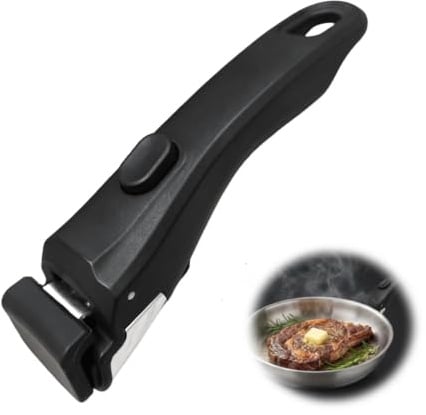 Mewneap Detachable Pan Handle Universal Removable Handle Heat Resistant up to 250°C Supports 10kg Non Slip Grip Fits 18 to 25 cm Cookware Compatible with Tefal and Most Cookware (Black)