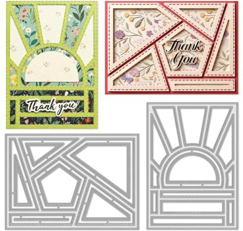 INFUNLY 9 Stück Geometrische Rahmen Stanzschablonen Rechteckiges Gitter Schneideformen Rahmen Hintergrund Metall Schablone Vorlage Für DIY Scrapbooking Album Geschichtete Karten Deko