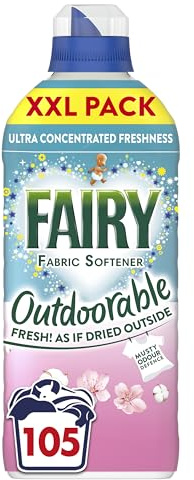 Fairy Outdoorable Fabric Softener, Cherry Blossom & Nordic Cotton, Ultra Concentrated Freshness For Sensitive Skin, 105 Washes, 1.47L