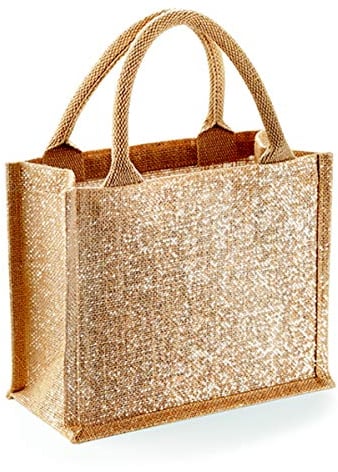 Westford Mill - Petit sac shopping en toile de jute pailleté W431