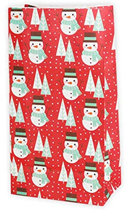 nikima Schönes für Kinder 5 Papiertüten Schneemänner ROT/WEIß| H 23cm - 7,5 x 12cm | Geschenktüte Weihnachten Adventskalender DIY