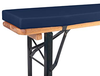TexDeko® Bierbankauflage gepolstert 220x25x4cm XL für Bierzeltgarnitur Bankauflage waschbar mit Reißverschluss zum selber aufziehen (Blau)