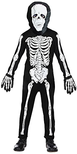 Halloween Skelett Kinderkostüm mit Maske | Schwarz Weiß