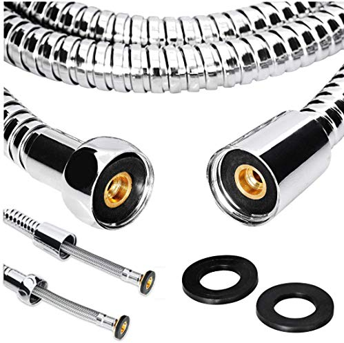 Zotti Anti Burst Shower Hose - 2m | Stainless Steel Replacement Hose | Leakproof & Anti-Kink | Universal Standard Fitting | High Pressure Resistance | Easy DIY Replacement | Includes 2 Washers