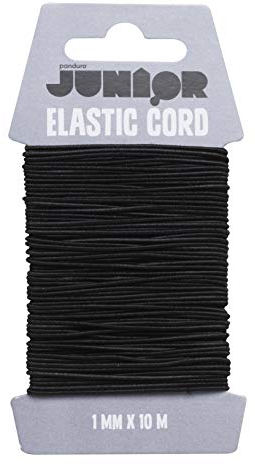 Panduro Elastischer Faden, Elastische Schnur Schwarz, Gummiband Rund 1mm, 10 Meter, für Masken, Armband Basteln, Halsketten, Schmuck Herstellung und DIY