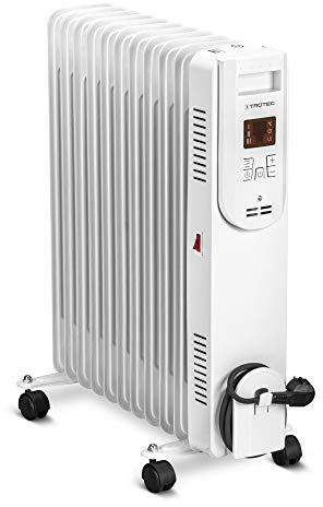 TROTEC Radiatore ad olio TRH 26 E - potenza termica 1000 W / 1500 W / 2500 W - radiatore riscaldante elettrico, 11 alette, con telecomando, bianco