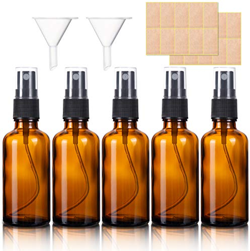 MELLIEX Bote Spray Cristal Ambar Botellas Vacía de Vidrio Contenedor de Pulverizador Atomizador Perfume, 5 Piezas 50ml