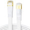 DDMALL CAT8 Kabel 25m, Hochgeschwindigkeit 40Gbps 2000MHz SSTP CAT8 Flaches Patchkabel, Gigabit Internet LAN Netzwerkkabel mit Vergoldetem RJ45 Stecker für Gaming, Modem, Router, PC (25 Meter/Weiß)