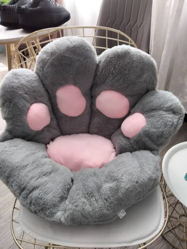 Zinsale Niedliches Plüsch Katzenpfote Sitzkissen Sofakissen Stuhlkissen Reversible Bear Paw Kissen Blumenkissen Bodenstuhl Rückenkissen für Zuhause Office Büro (Grau, 80x70cm)