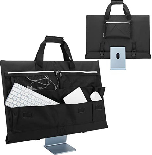 KISLANE Travel Case for 24'' iMac, Protective Storage Bag with Carry Handle for iMac Monitor and Accessories (Black)