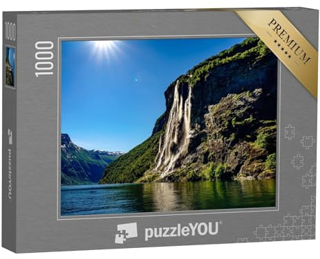puzzleYOU: Puzzle 1000 Teile „Wunderschönes Norwegen: Geiranger Fjord, Wasserfall Sieben Schwestern“ – aus der Puzzle-Kollektion Fjorde, Skandinavien