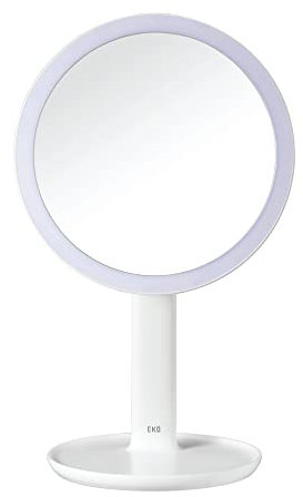 EKO iMira - Espejo LED de Aumento 5X de 7 Pulgadas, Espejo Ultra Transparente avanzado, luz Recargable, Aumento de 5X, Blanco Mate