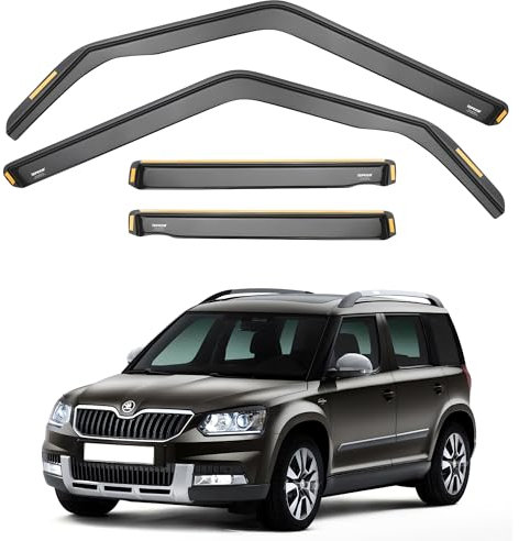 iSpeed Wind Deflectors For Skoda Yeti 5 Door 2009-2018 4pc - Keep Your Car Ventilated in Rain - Reduce Wind Turbulence - Tinted In-Channel Type