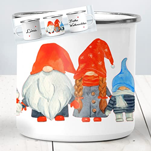 Tasse Weihnachten personalisiert - Weihnachtstasse - Glühweintassen - Emaille Tasse Becher mit Wunschnamen Kinder - Christmas Mug - 300 ml