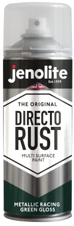 JENOLITE Directorust Pintura Metálica Brillo | VERDE CARRERAS | Pintura en aerosol multisuperficie | Imprimador, capa base y capa superior todo en uno | 400ml