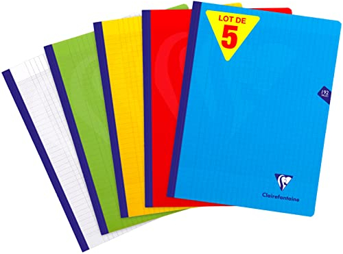 Clairefontaine 309341C - Packung mit 10 Heften Mimesys DIN A4+ 24x32 cm, 96 Blatt, französische Lineatur, 90g, farbig sortiert, 1 Pack