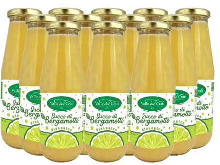 Valle del Crati Kalabrischer Bio Bergamotten Saft | 100% reiner | frisches und durstiges Getränk | ohne Zuckerzusatz und ohne Konservierungsstoffe | 12 Flaschen à 750 ml