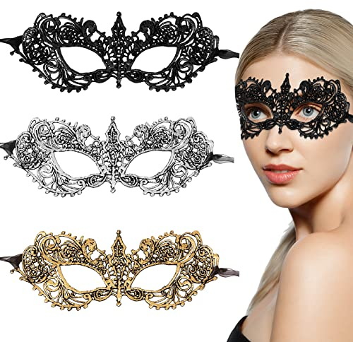 3 Stück Maskerade Masken Spitze Abschlussball Maske Karneval Venezianische Halbmaske Sexy Spitze Augenmaske Maskerade Ball Masken für Kostümparty Cosplay Frauen Mädchen Damen Paare Halloween Karneval