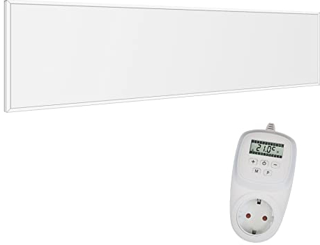 VIESTA® Infrarot Wandheizung mit Thermostat [FERNBEDIENUNG + WIFI STEUERUNG] – Infrarotheizung Kassettendecken – Carbon Crystal Infrarot Paneel App steuerbar – TH12 WIFI - 120x30 cm - 360 W