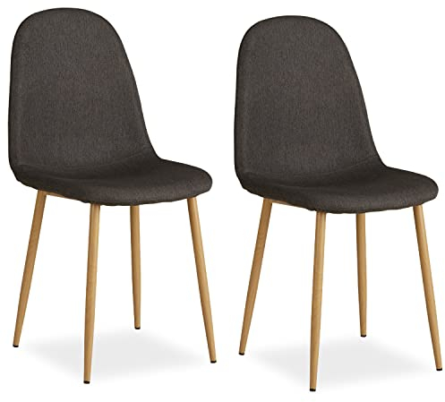 Homestyle4u 2339, Esszimmerstühle 2er Set Stühle Grau Anthrazit 2 Stück Wohnzimmer Esszimmer Küchenstuhl Polstersessel Polsterstuhl