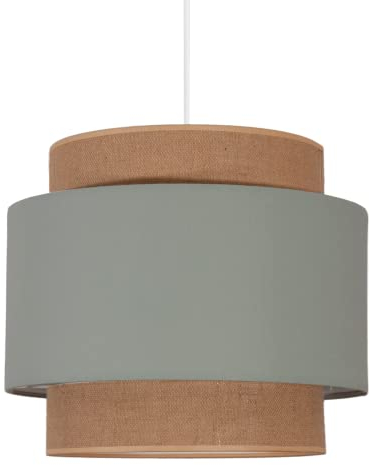 youngDECO® Pendant Lamp 2xE27 Boho, Vintage, Ø38cm Fabric Lampshade (Natural Jute and Cotton), Ceiling Lamp for Children's Room, Living Room, Bedroom, Kitchen, Made in EU