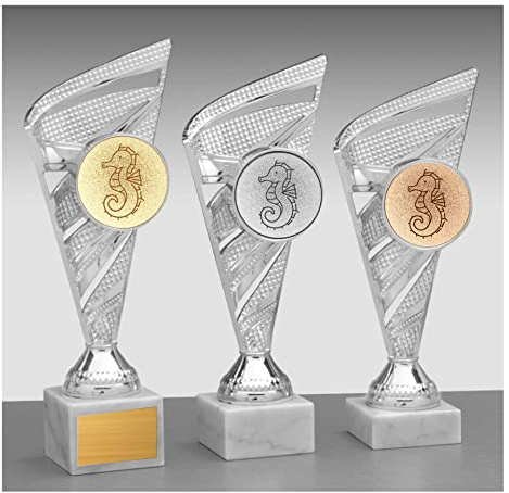 eberin · Seepferdchen Pokal · Pokal Schwimmen Kinder · Frühschwimmer · Anfängerschwimmen · Auszeichnung · Pokal · in 3 Größen erhältlich · Schwerer Sockel · mit oder ohne Gravur · (22,8cm)