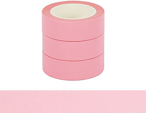 NatSumeBasics Lot de 3 rouleaux de ruban adhésif Washi rose uni pour emballage, journaux décoratifs, scrapbooking, planificateurs, loisirs créatifs, cadeau (ruban washi rose)