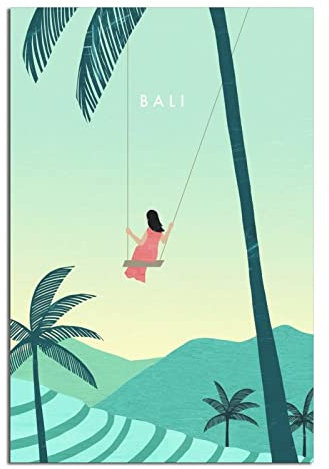 YONGCAI Vintage Bali Swing Girl Reiseposter Leinwand Wand Home Room Decor Kunst Poster Gemälde Bild Druck Geschenk Poster