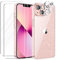 Tikgue Hülle für iPhone 13 Mini Hülle mit 2 Stück Display Schutzfolie und 2 Stück Kamera Folie, 360 Grad Handyhülle Glitzer Transparent Silikon Schutzhülle Slim Weich TPU Case