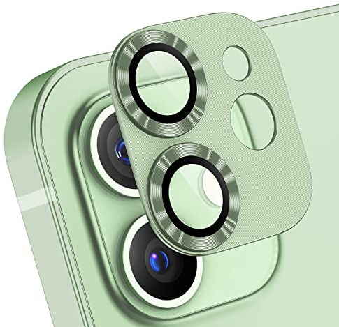 AFARER 2 Stück für iPhone 12 kameraschutz Metall,9H Härte HD Kamera Schutzfolie Linse,Linsenschutz ultradünnes,gehärtet Glas Abdeckung,Panzer Schutz Folie,Starke Haftung Kratzfeste,Grün