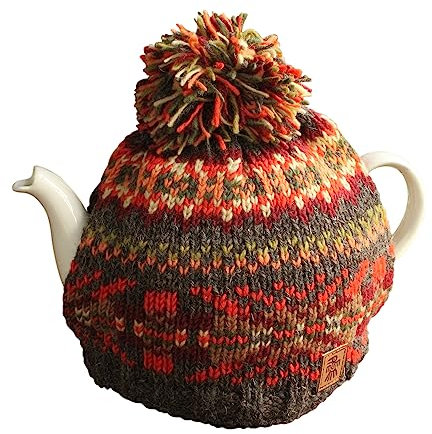 Pachamama Handknitted Medium 4-6 Cup 1.2L Wool Tea Cosy Teapot Cover - Fairisle Pattern Insulated Handmade Fair Trade Multicoloured