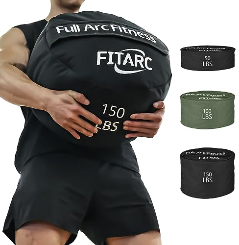 Fitarc Sandsack Workout-Tasche, Sandsäcke für Kraftsport, Sandsack für Fitness und Krafttraining, Cross-Training & Bewegung, Workouts-Ausrüstung Sand Nicht enthalten (Schwarz 150 lbs)