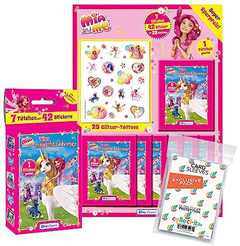 collect-it.de MY HOME OF CARDS + TOYS Exklusive Aufbewahrungshüllen im Bundle mit Mia and Me - Serie 8 - Mias Magische Einhörner - Sammelsticker - 1 Multipack + 1 Blister