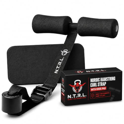 N.T.R.L. Nordic Hamstring Curl Strap with Knee Pad for Squats and Ab Workouts, Exercise Equipment for Home Workouts, Easy Storage Home Gym