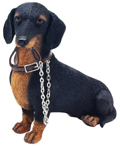 Animal Crackers Sitzende schwarz-hellbraune Dackel Figur aus der Leonardo Walkies-Serie, in hochwertiger Geschenkbox