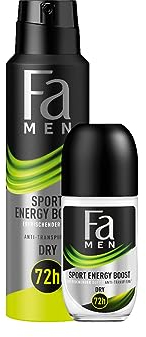 Fa Men Anti-Transpirant Deospray Sport Energy Boost mit erfrischendem Duft, 1x 150 ml & Fa Men Anti-Transpirant Deo Roll-On Sport Energy Boost, 1x 50 ml
