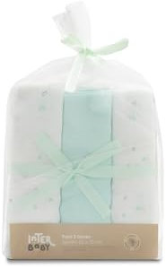 INTERBABY · Packung mit 3 Muslin Tücher aus Bambus&Baumwolle BEAR grün · 55x70 cm · Saugfähig und atmungsaktiv und ideal zum Reinigen, Abwischen und Abdecken von Neugeborenen