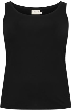 Kaffe Curve Plus-Size Damen-Tanktop, ärmellos, Jersey, Boat, Neck, Slim Fit, Black Deep, 3XL