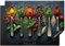 KitchenYeah© Protection Pour Plaque Induction 78x52 cm Deco Cuisine Protégé Cache De Cuisson Vitroceramique Épices - Cuillères - Béton - Poivre - Herbes