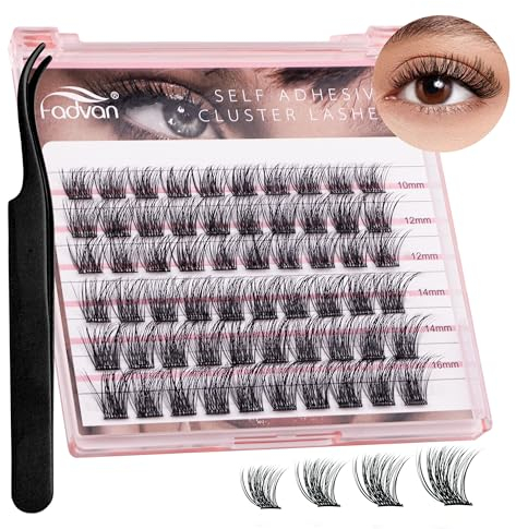 FADVAN Cils Extension Cils Individuel 0.07D Mix 10-16mm Cils Auto-Adhésives Portables DIY Sets de Cils Professionnel Faux Cils Grappe et Pinces(C09)