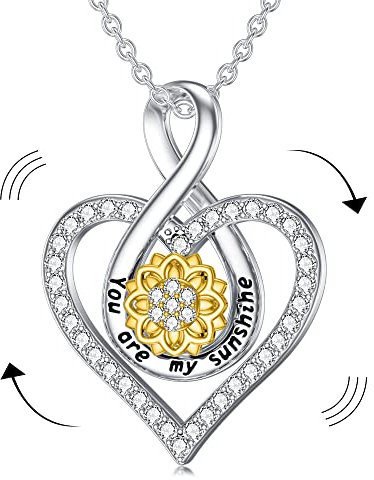 PROESS Sonnenblume Halskette 925 Sterling Silber Sie Sind Meine Sonnenschein Sonnenblumen Anhänger Kette Schmuck Geschenke für Frauen Mädchen Mutter