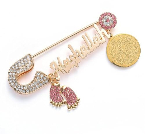 Broche Coran Ayatul Kursi Mashallah Turc Mauvais Œil Broche En Acier Inoxydable Badge De Revers