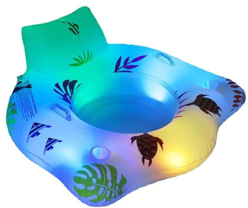 Esncddym Chaise Longue Flottante pour Piscine, Chaise Longue pour Piscine | Radeau de Piscine avec Porte-gobelet - Hamac d'eau de Piscine avec Porte-gobelet et lumières changeantes de Couleur,