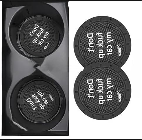 Luminuti 2 Pcs Car Cup Holder Coaster, Car Cup Holder Liner, Cup Holder Cover for Car, Universal Fit car, Black, LUMQCCBD021BL-2PCS